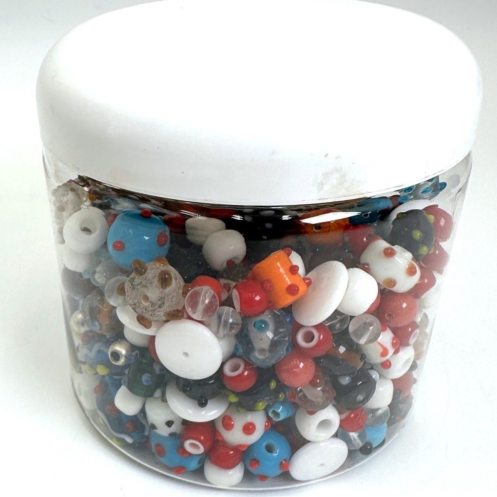 Mixed Lampwork Glass Bead Lot Jewelry Making Supplies‎ Artisan Beads Craft Jar